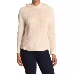Abound Cozy Chunky Oversized Ribbed Knit Hoodie Sweater Beige Small NEW N3973